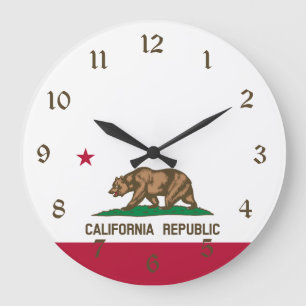 Grande Horloge Ronde Drapeau de l'ours de Californie : État de Cali Gol