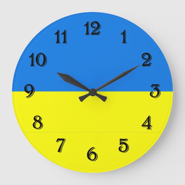 Grande Horloge Ronde Drapeau de l'Ukraine (Recto)