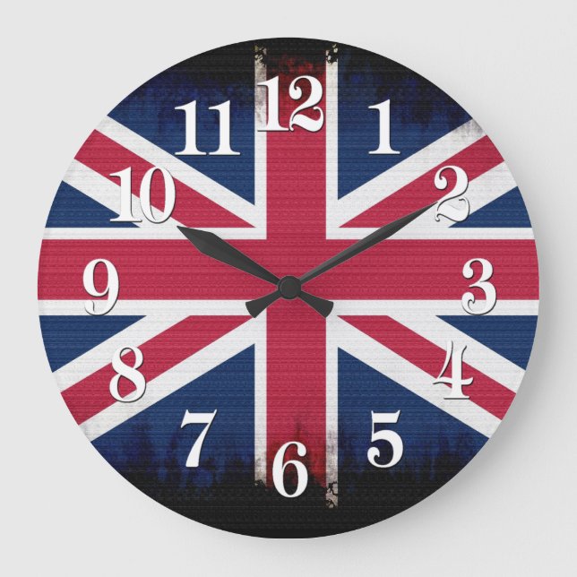 Grande Horloge Ronde Drapeau de l'Union britannique Union Jack Patrioti (Recto)