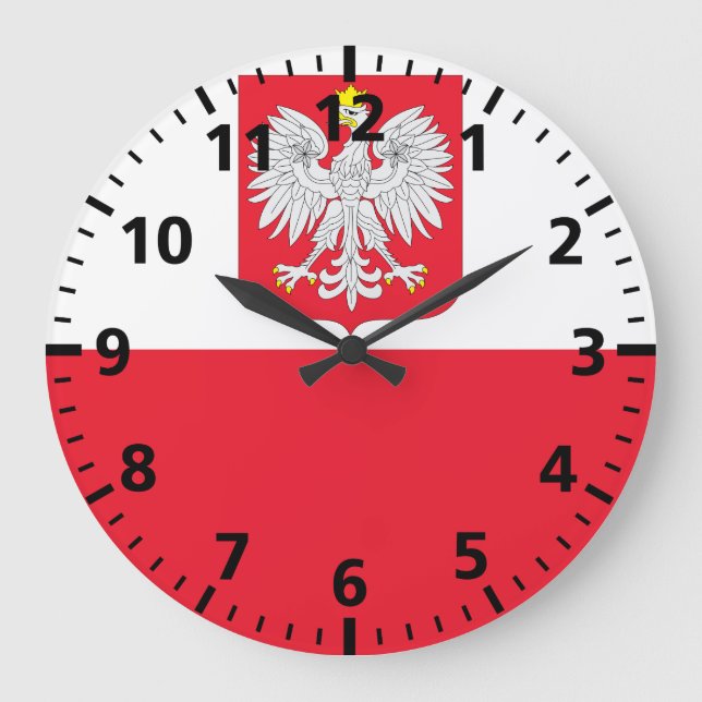 Grande Horloge Ronde Drapeau de Pologne (Recto)