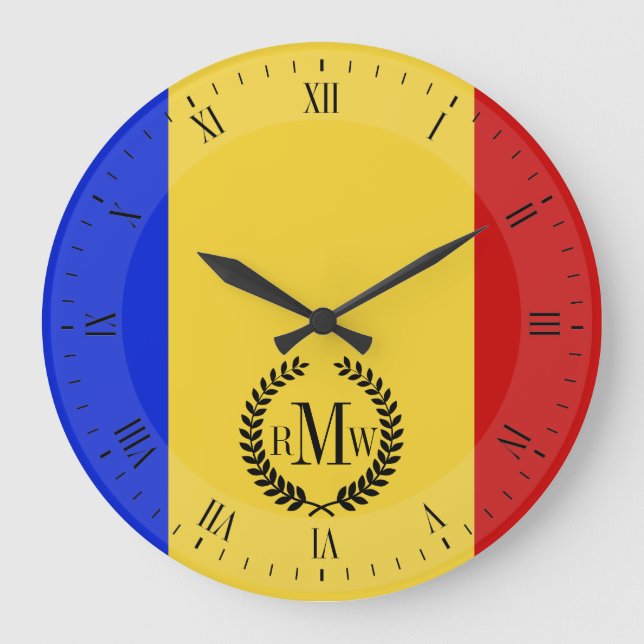 Grande Horloge Ronde Drapeau de Roumanie (Recto)