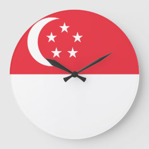 Grande Horloge Ronde Drapeau de Singapour
