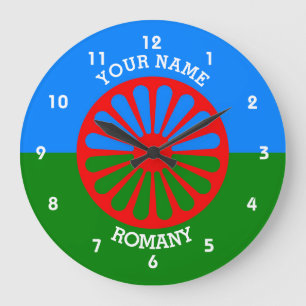 Grande Horloge Ronde Drapeau de voyageur tzigane romani officiel person