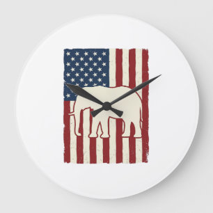 Grande Horloge Ronde Drapeau d'éléphant patriotique Conception de vecte