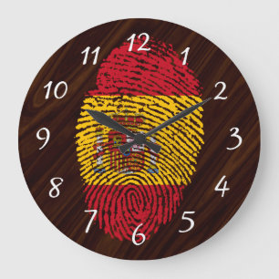 Grande Horloge Ronde Drapeau d'empreintes digitales espagnol
