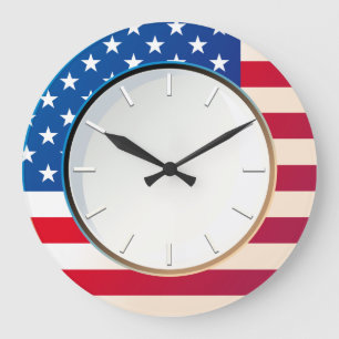 Grande Horloge Ronde Drapeau des USA