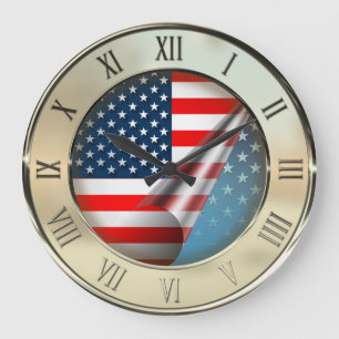 Grande Horloge Ronde Drapeau des USA