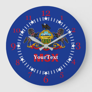 Grande Horloge Ronde Drapeau d'État de Pennsylvanie sur un