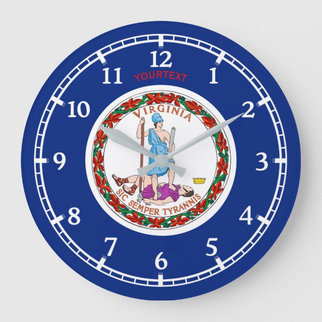 Grande Horloge Ronde Drapeau d'état de Virginie personnalisé sur un (Recto)