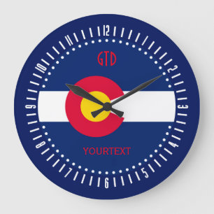 Grande Horloge Ronde Drapeau d'état du Colorado personnalisé sur un