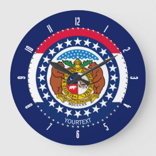 Grande Horloge Ronde Drapeau d'état du Missouri personnalisé sur un