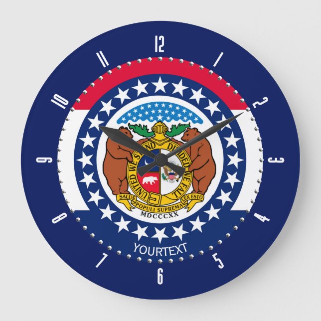 Grande Horloge Ronde Drapeau d'état du Missouri personnalisé sur un (Recto)