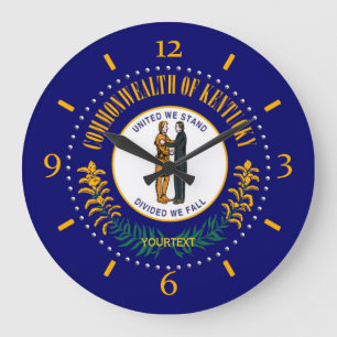 Grande Horloge Ronde Drapeau d'état personnalisé du Kentucky sur
