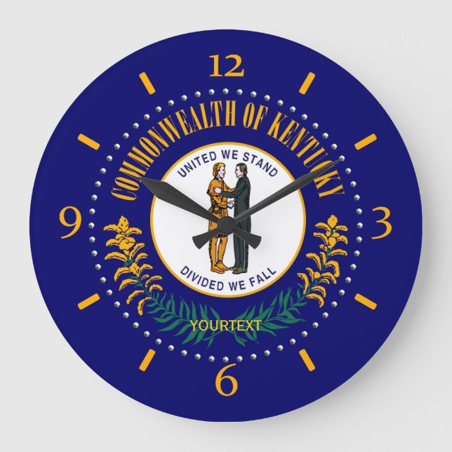 Grande Horloge Ronde Drapeau d'état personnalisé du Kentucky sur (Recto)