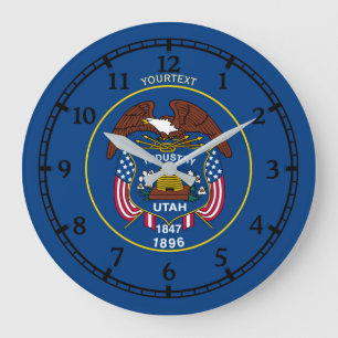 Grande Horloge Ronde Drapeau d'état Utah personnalisé sur un