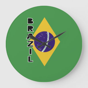 Grande Horloge Ronde Drapeau du Brésil