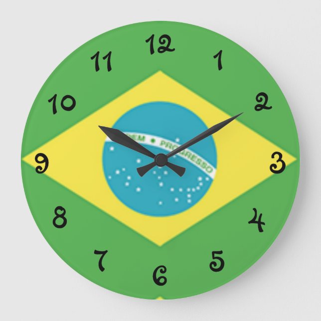 Grande Horloge Ronde Drapeau du Brésil (Recto)