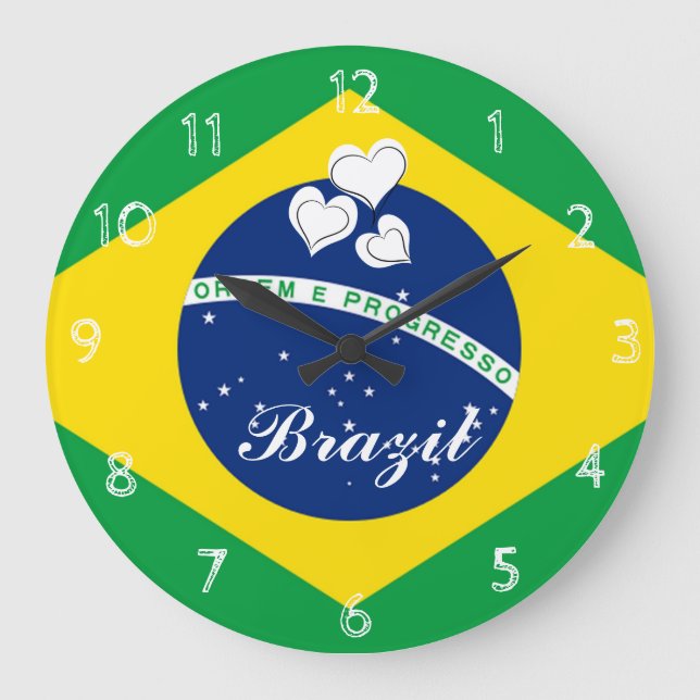 Grande Horloge Ronde Drapeau du Brésil (Recto)