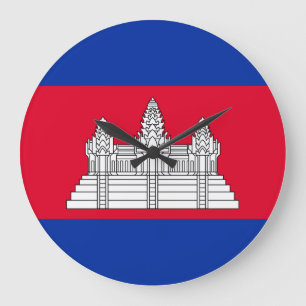 Grande Horloge Ronde Drapeau du Cambodge