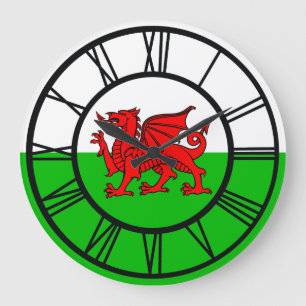 Grande Horloge Ronde Drapeau du dragon rouge gallois du Pays de Galles