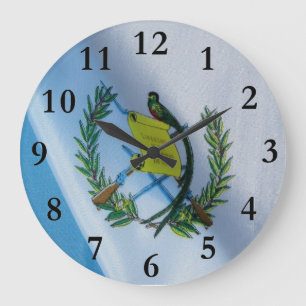 Grande Horloge Ronde Drapeau du Guatemala avec le symbole de quetzal