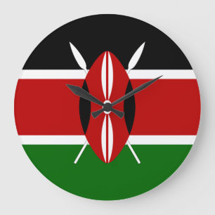 Grande Horloge Ronde Drapeau du Kenya (Kenyan)