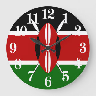 Grande Horloge Ronde Drapeau du Kenya Massaï Bendera ya Kenya