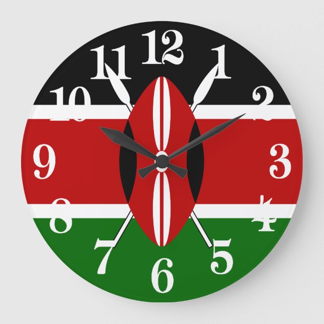 Grande Horloge Ronde Drapeau du Kenya Massaï Bendera ya Kenya (Recto)