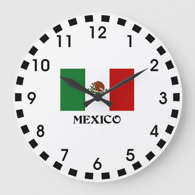 Grande Horloge Ronde Drapeau du Mexique (Recto)