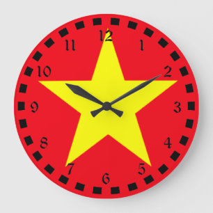 Grande Horloge Ronde Drapeau du Vietnam