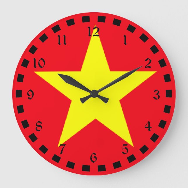 Grande Horloge Ronde Drapeau du Vietnam (Recto)