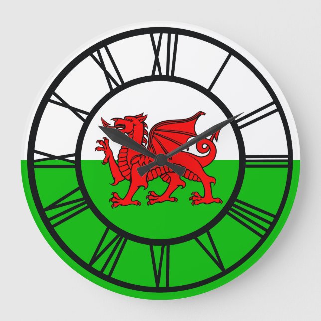 Grande Horloge Ronde Drapeau gallois du Dragon rouge (Recto)