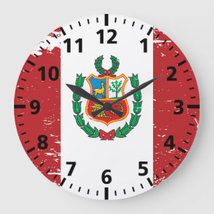 Grande Horloge Ronde Drapeau grunge du Pérou