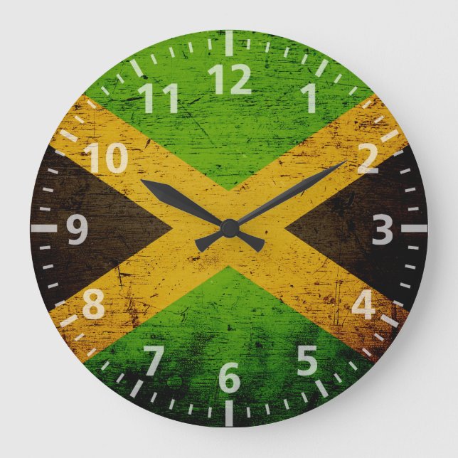 Grande Horloge Ronde Drapeau grunge noir de la Jamaïque (Recto)