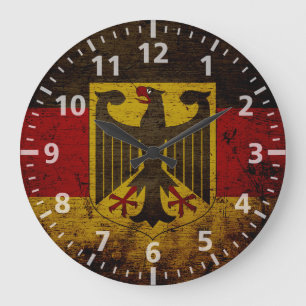 Grande Horloge Ronde Drapeau grunge noir de l'Allemagne