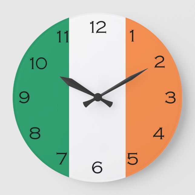 Grande Horloge Ronde Drapeau irlandais noir numéros wccn (Recto)