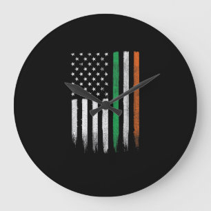 Grande Horloge Ronde Drapeau irlandais patriotique irlandais américain 