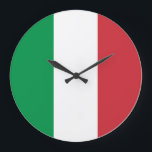Grande Horloge Ronde Drapeau Italie<br><div class="desc">The Italian flag is a vertical triband. The used colors in the flag are red, white, green. The proportion of the Italian flag is 2:3. Le Flag d'Italy a adopté en 1948. La première utilisation de la création de current flag design en 1796. The last change to the current italian...</div>