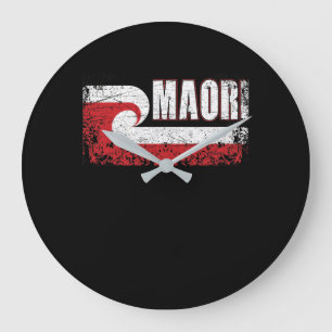 Grande Horloge Ronde Drapeau maori Nouvelle-Zélande
