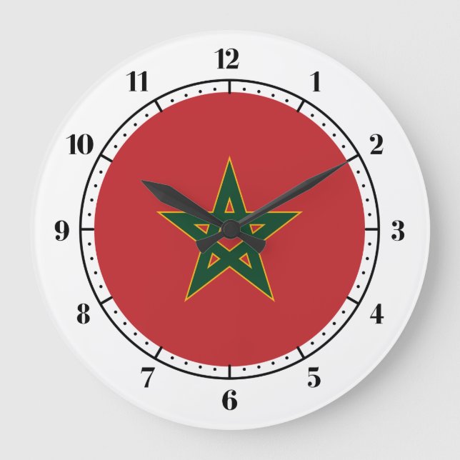 Grande Horloge Ronde Drapeau marocain (Recto)