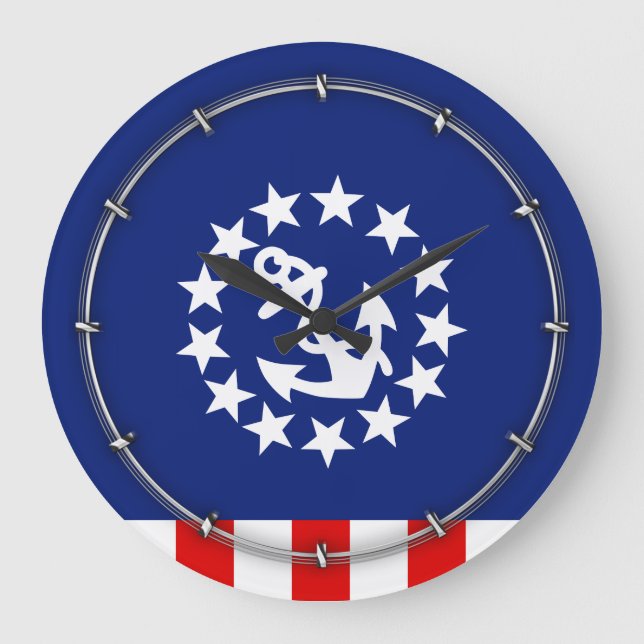 Grande Horloge Ronde Drapeau nautical américain du yacht (Recto)