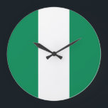 Grande Horloge Ronde Drapeau nigérian<br><div class="desc">Produits World Flag personnalisables - N'hésitez pas à ajouter votre texte.</div>