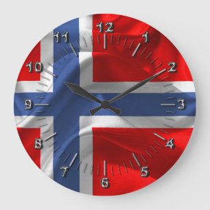 Grande Horloge Ronde Drapeau norvégien de la vague