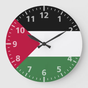 Grande Horloge Ronde Drapeau palestinien