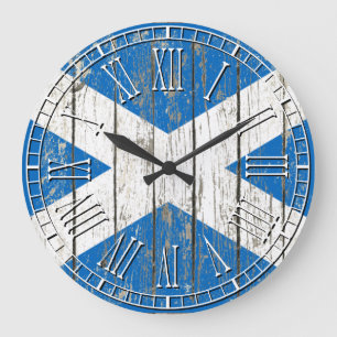 Grande Horloge Ronde Drapeau patiné de l'Ecosse