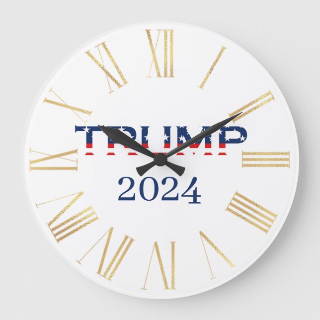 Grande Horloge Ronde Drapeau patriotique américain Donald Trump 2024 (Recto)