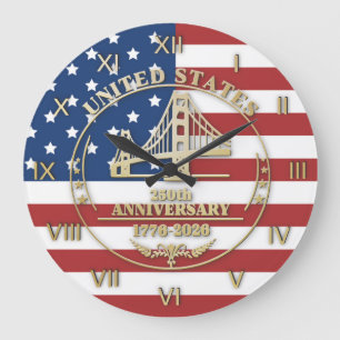 Grande Horloge Ronde Drapeau patriotique de la Porte Dorée pour le 250e