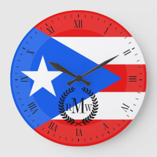 Grande Horloge Ronde Drapeau porto-ricain classique