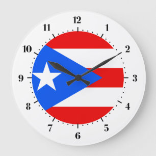 Grande Horloge Ronde Drapeau portoricain