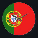 Grande Horloge Ronde Drapeau portugais<br><div class="desc">Produits World Flag personnalisables - N'hésitez pas à ajouter votre texte.</div>
